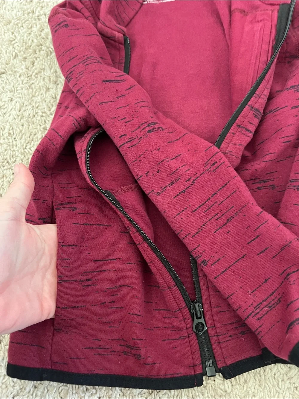 GAP Kids Maroon Hooded Zip Jacket with Black Trim